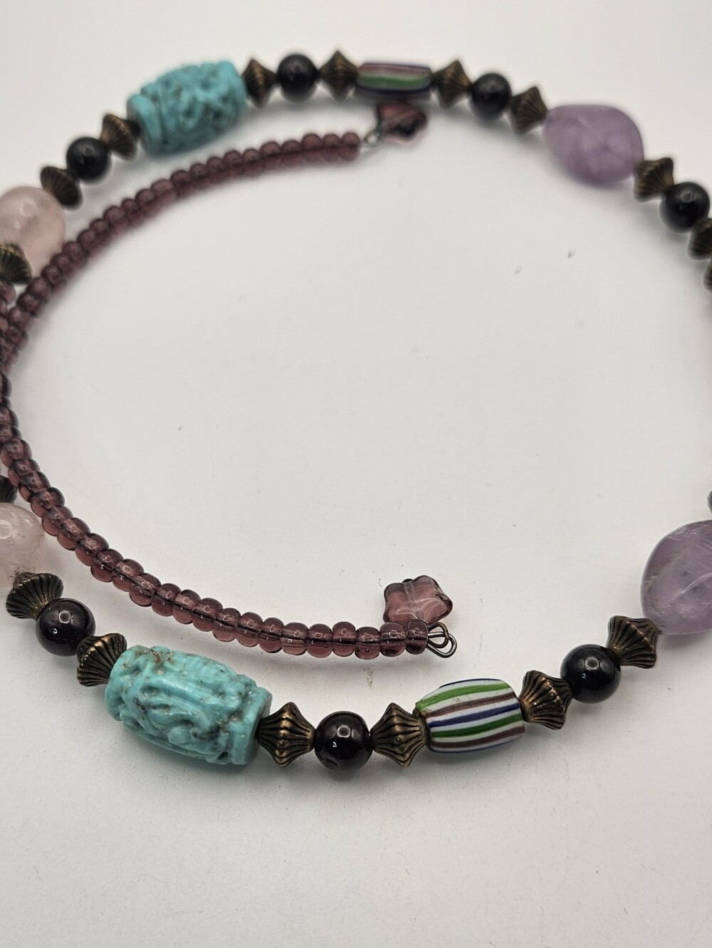 Vintage Artisan Necklace Choker Egyptian Revival Amethyst Cabochon - Picture 8 of 10